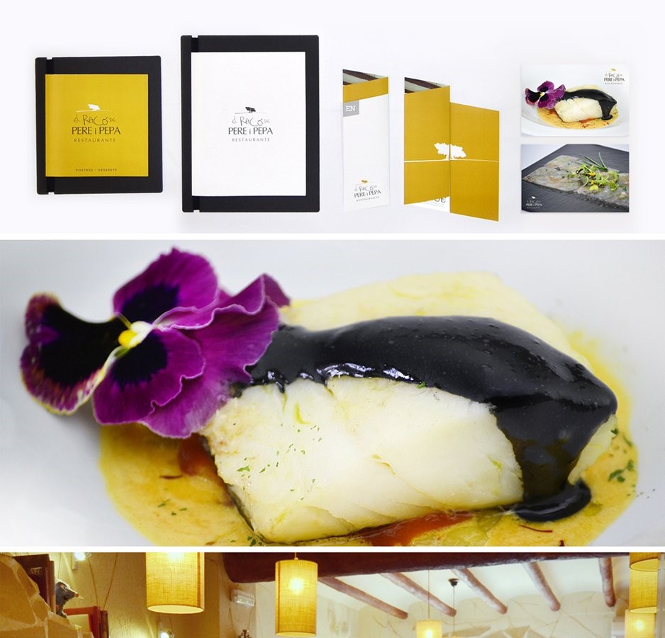 Imágenes de la carta y de platos del restaurante del Racó de Pere i Pepa.