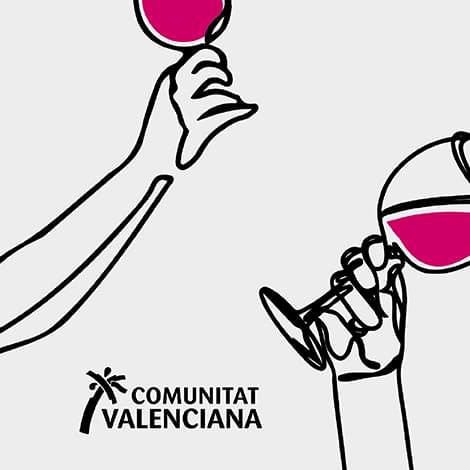 Ilusración para el diseño de etiqueta y diseño de rollup para la Federación Enoturismo de la Comunidad Valencina