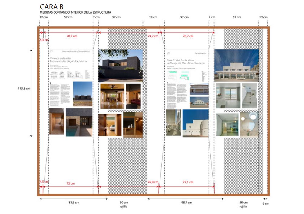 Infografía de uno de los paneles de la exposición de proyectos galardonados en los Premios de Arquitectura de la Región de Murcia 2021