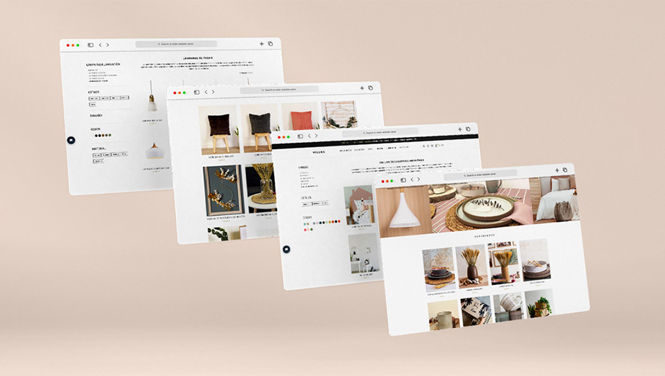 pantalla del espacio e-commerce Miluka, diseñado por Ideade Creativos