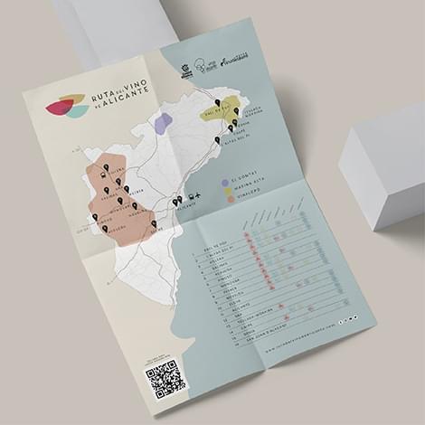 Folleto de la Ruta del Vino de Alicante, trabajo de rebranding de IDEADE Creativos
