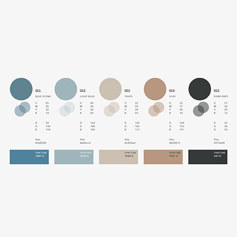 colores seleccionados en estrategia de marca y diseño de logotipo para clínica Kinetia diseñado por Ideade