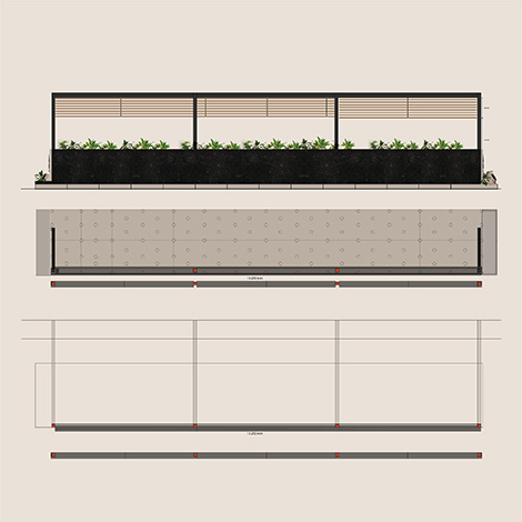 planos alzados de diseño de terraza para restaurante Meson de la Costa realizado por Ideade Creativos